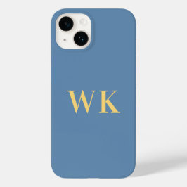 Funda Para iPhone 14 De Case-Mate Iniciales de monograma mínimo con oro azul turbio