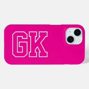 Funda Para iPhone 15 Iniciales de Monograma Modernas Elegantes Rosa Bla