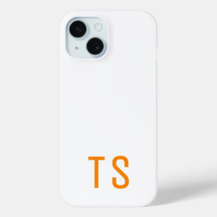 Funda Para iPhone 15 Iniciales de Monograma Modernas Mínimas Naranja El