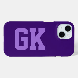 Funda Para iPhone 15 Iniciales de monograma morado elegante moderno
