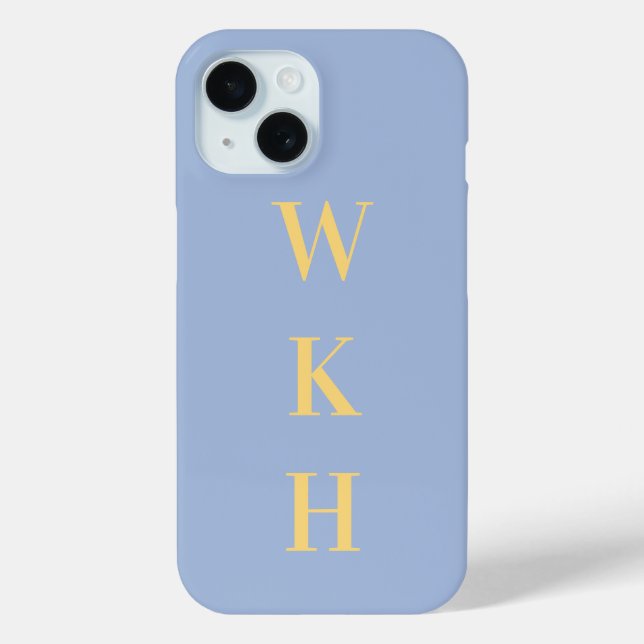 Funda De Case-Mate Para iPhone Iniciales de monograma Pastel Azul (Reverso )