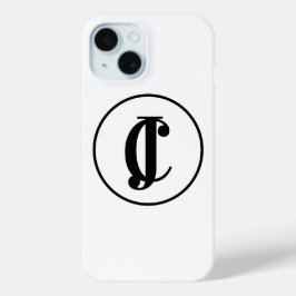 Funda Para iPhone 15 Iniciales de monograma personalizadas en blanco y 