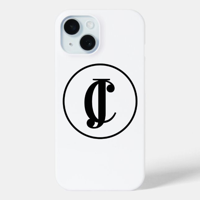 Funda De Case-Mate Para iPhone Iniciales de monograma personalizadas en blanco y  (Reverso )