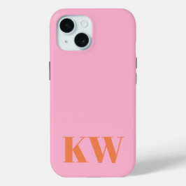Funda Para iPhone 15 Iniciales de monograma personalizadas modernas ros