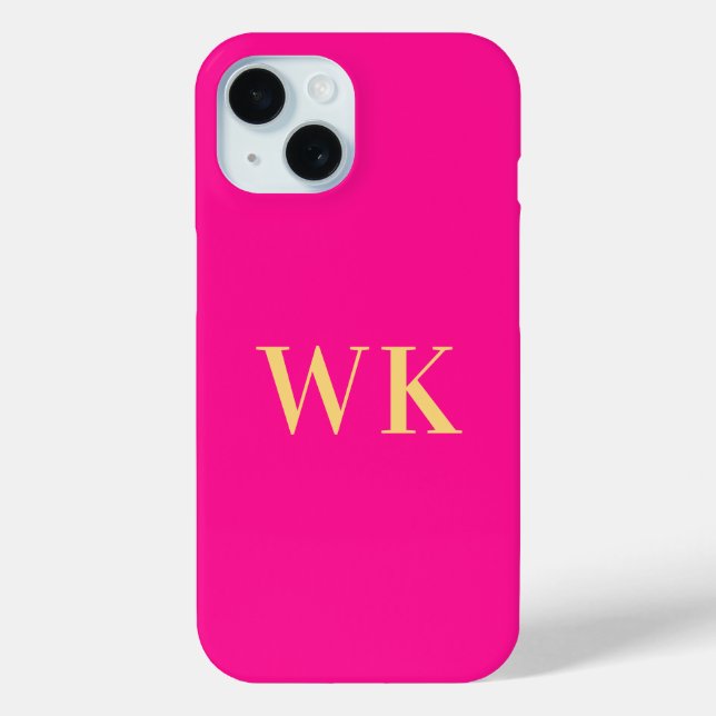 Funda De Case-Mate Para iPhone Iniciales de Monograma Rosa Caliente (Reverso )