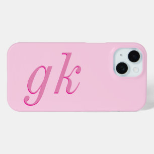 Funda Para iPhone 15 Iniciales de monograma rosa elegante moderno