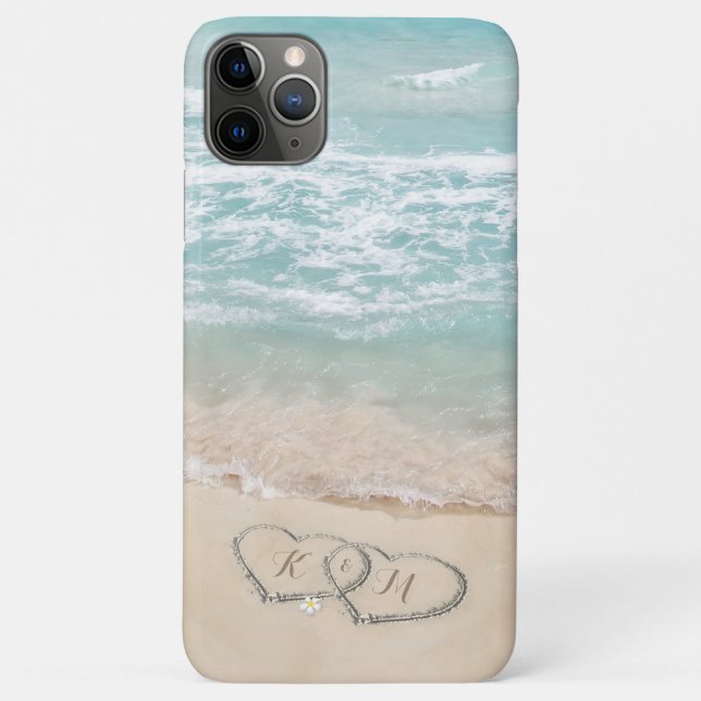 Funda De Case-Mate Para iPhone Iniciales de parejas de playa (Reverso)