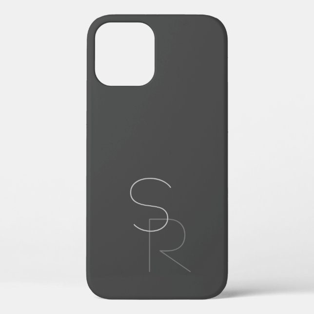 Funda De Case-Mate Para iPhone Iniciales de superposición de 2 modernas | Gris so (Reverso )