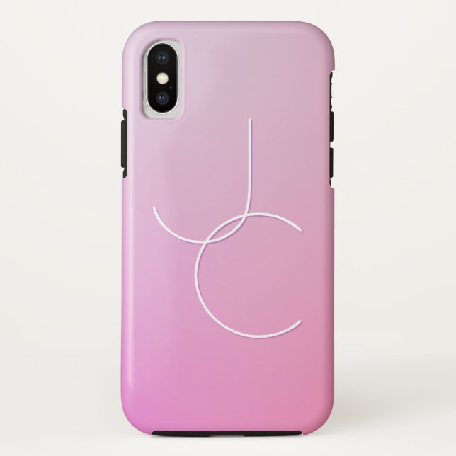 Funda De Case-Mate Para iPhone Iniciales de superposición de 2 modernas | Ombre R (Reverso)