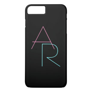 Funda Para iPhone 8 Plus/7 Plus Iniciales de superposición moderna   Negro turques