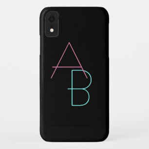Funda Para iPhone XR Iniciales de superposición moderna Negro turques