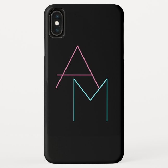 Funda De Case-Mate Para iPhone Iniciales de superposición moderna | Negro turques (Reverso)