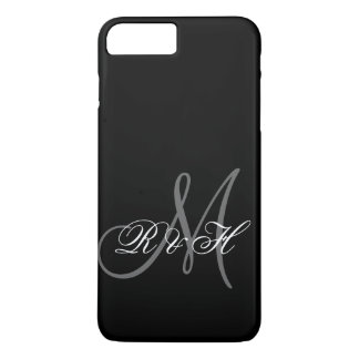 FUNDA PARA iPhone 8 PLUS/7 PLUS INICIALES DEL MONOGRAMA GRIS NEGRO