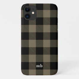 Funda Para iPhone 11 Iniciales del nombre de la placa de búfalo marrón