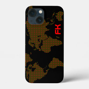 Funda Para iPhone 13 Mini iniciales del rojo del mapa del mundo de los