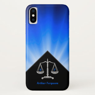 Funda Para iPhone X Iniciales  Escalas de justicia plateadas