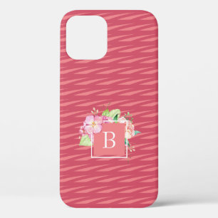 Funda Para iPhone 12 Iniciales femeninas en rosa y coral floral