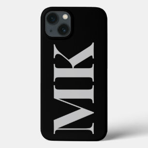 Funda Para iPhone 13 Iniciales minimalistas negras de piedra modernas