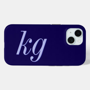 Funda Para iPhone 15 Iniciales Monograma Azules Elegantes Modernos