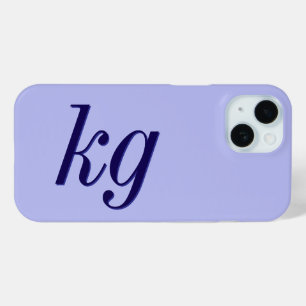 Funda Para iPhone 15 Iniciales Monograma Azules Elegantes Modernos