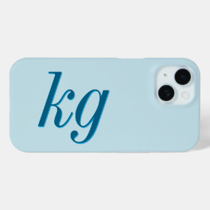 Funda Para iPhone 15 Iniciales Monograma Azules Elegantes Modernos
