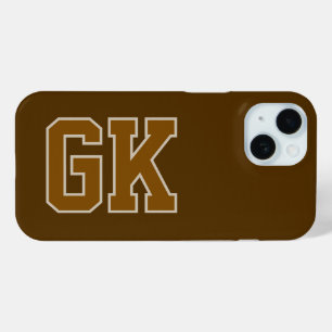 Funda Para iPhone 15 Iniciales Monograma Marrón Modernas
