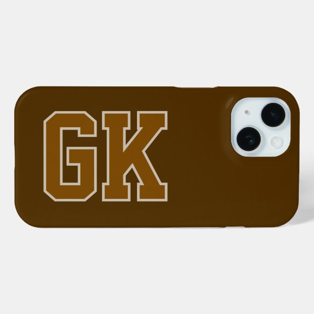Funda De Case-Mate Para iPhone Iniciales Monograma Marrón Modernas (Reverso (Horizontal) )