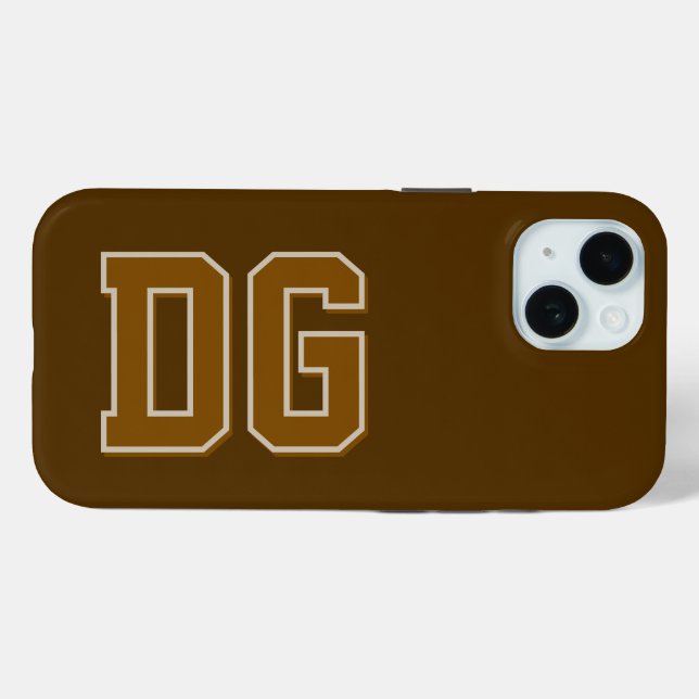 Funda De Case-Mate Para iPhone Iniciales Monograma Marrón Modernas (Reverso (Horizontal))