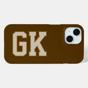 Funda Para iPhone 15 Iniciales Monograma Marrón Modernas
