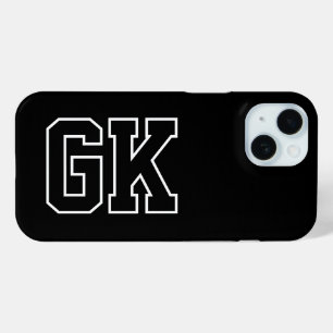 Funda Para iPhone 15 Iniciales Monograma Modernas en Negro y Blanco