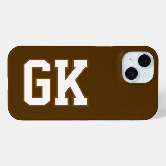 Funda De Case-Mate Para iPhone Iniciales Monograma Modernas Marrón Blanco (Reverso (Horizontal) )