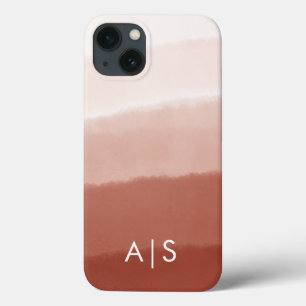 Funda Para iPhone 13 Iniciales Monogramadas Elegantes Cobre Óxido Ombre