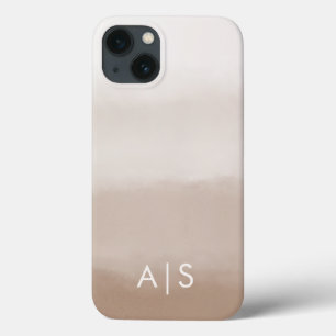 Funda Para iPhone 13 Iniciales Monogramadas Elegantes Hongo Marrón Ombr