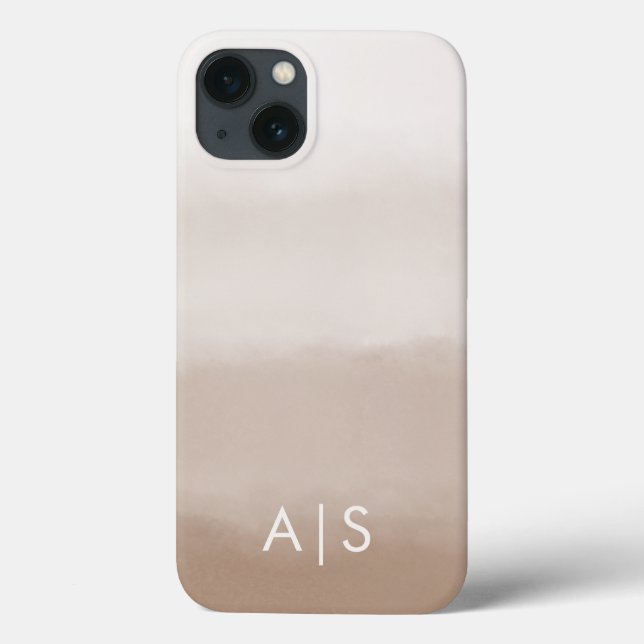 Funda De Case-Mate Para iPhone Iniciales Monogramadas Elegantes Hongo Marrón Ombr (Reverso)