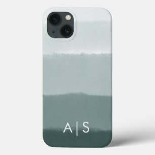Funda Para iPhone 13 Iniciales Monogramadas Elegantes Limed Spruce Ombr