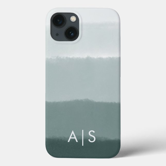 Funda De Case-Mate Para iPhone Iniciales Monogramadas Elegantes Limed Spruce Ombr (Reverso)