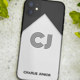 Funda Para iPhone 11 Iniciales monogramadas Minimalistas Negro y gris