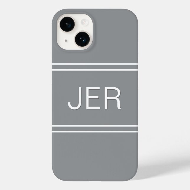Funda De Case-Mate Para iPhone Iniciales monogramadas personalizados Gris moderno (Reverso )