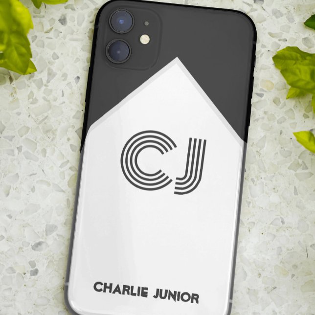 Funda De Case-Mate Para iPhone Iniciales monogramadas Retro en blanco y negro (Subido por el creador)