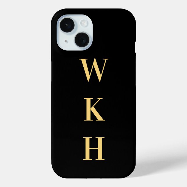 Funda De Case-Mate Para iPhone Iniciales monogramas Oro Negro (Reverso )