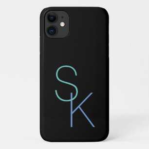 Funda Para iPhone 11 Iniciales personalizadas, letras grandes sobre neg