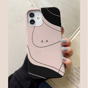 Funda Para iPhone 15 Iniciales Personalizadas Modernas Abstractas en Ne