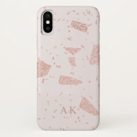 Iniciales rosadas Rosa Purpurina oro Personalizada