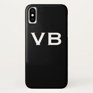 Funda Para iPhone X Iniciales simples de monogramas en blanco y negro