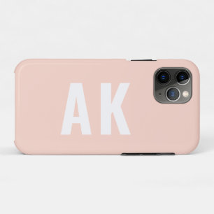 Funda Para iPhone 11 Pro Iniciales simples en negrita Monograma Rubor Rosa