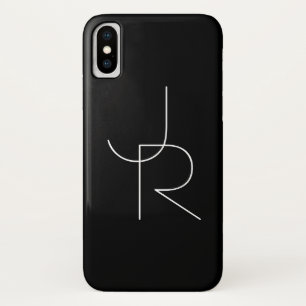 Funda Para iPhone X Iniciales superpuestas modernas 2 Blanco sobre n