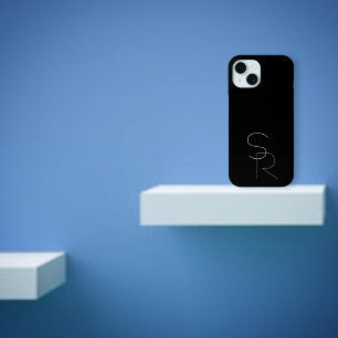 Funda Para iPhone 15 Iniciales superpuestas modernas 2 Grises sobre n