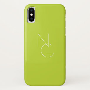 Funda Para iPhone X Iniciales superpuestas modernas 2 Verde lima