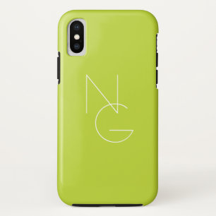 Funda Para iPhone X Iniciales superpuestas modernas 2 Verde lima