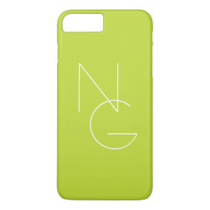 Funda Para iPhone 8 Plus/7 Plus Iniciales superpuestas modernas 2 Verde lima